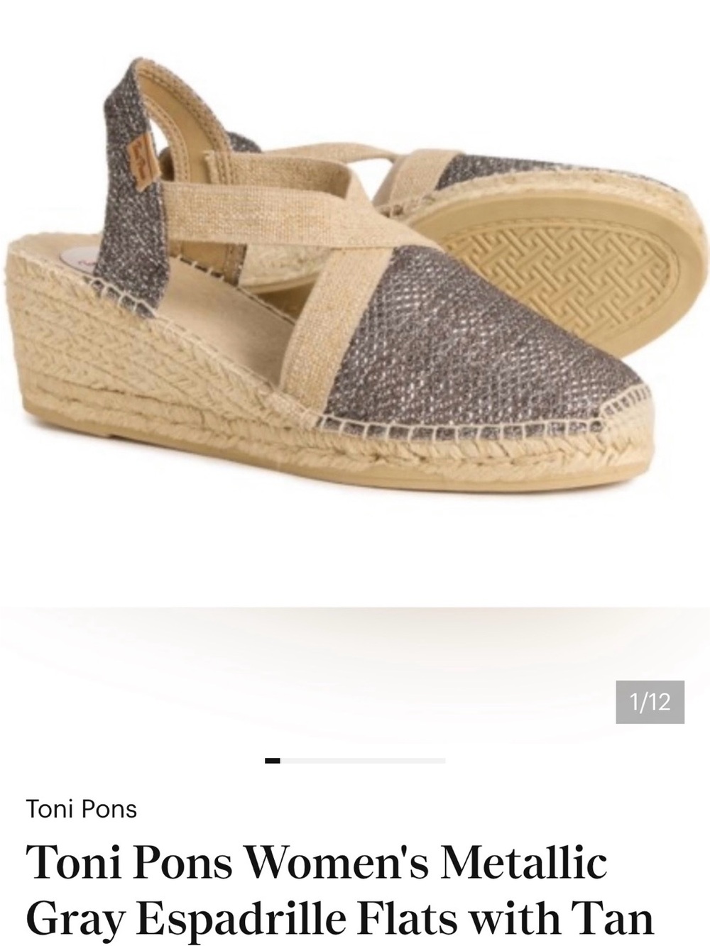Toni Pons Metallic Beige Espadrille Wedge Sandals